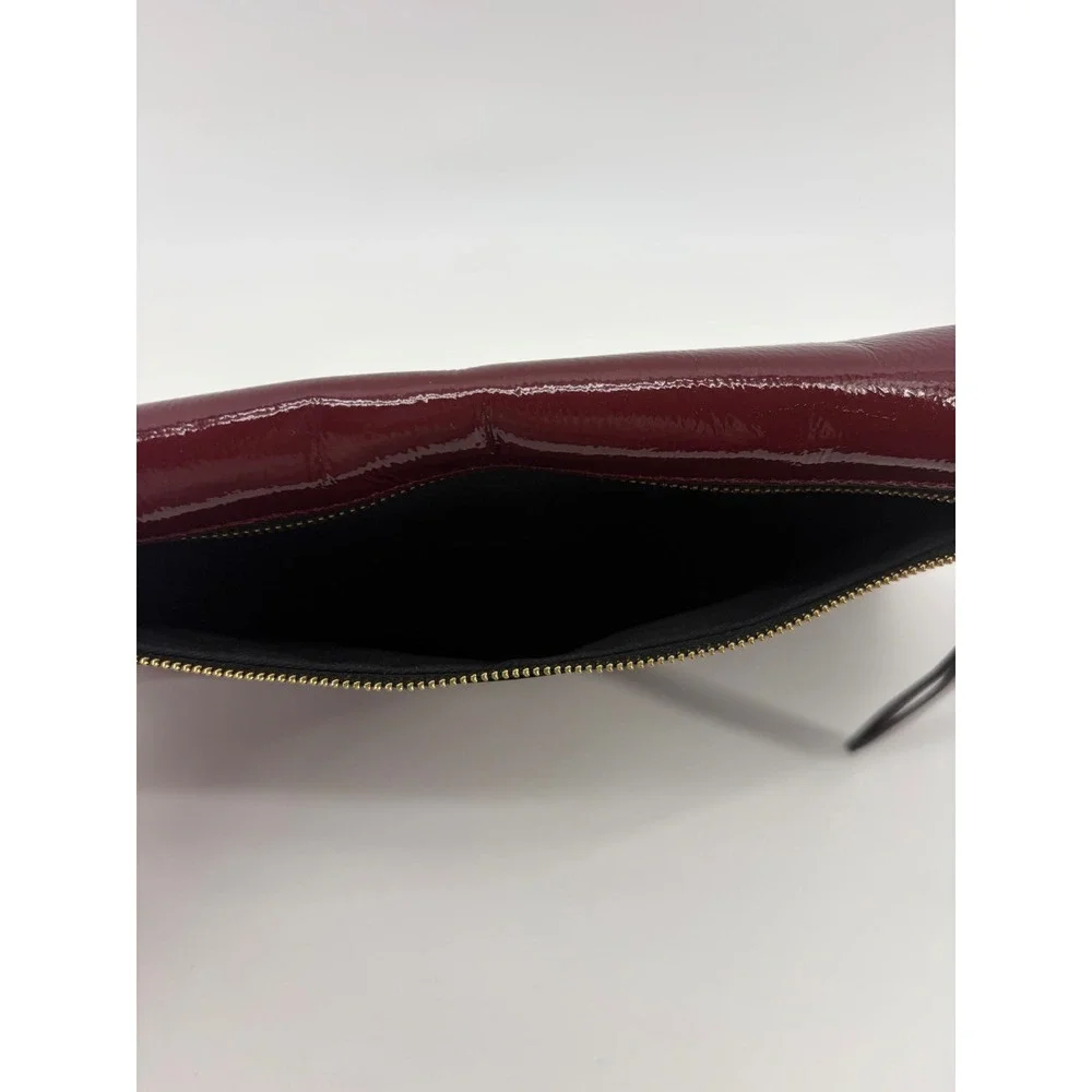 AllSaints Alex Clutch Bag Oxblood Red Patent Studded Leather Womens (No Strap)